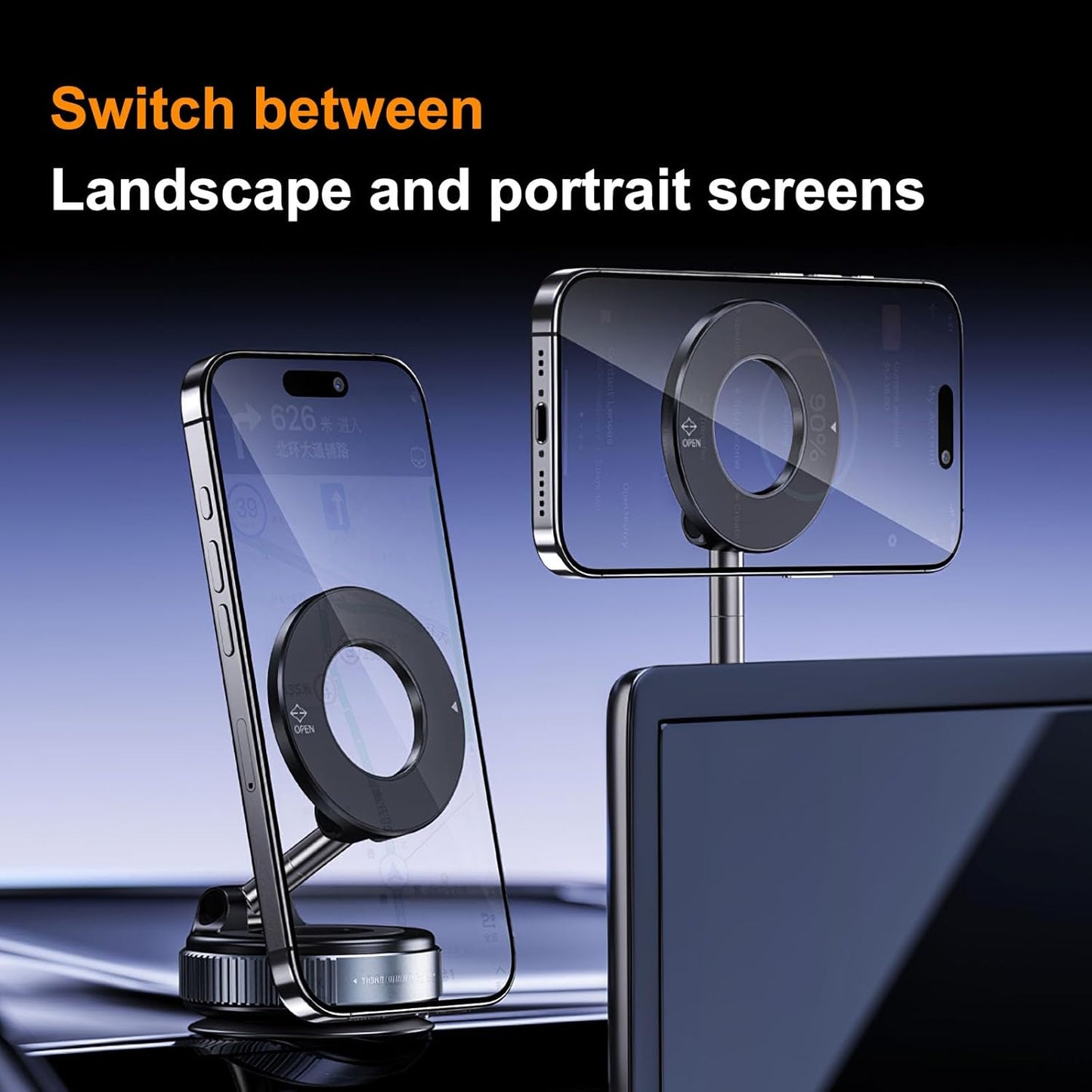 Vacuum Magnetic Suction Cup Phone Mount (360° Rotation)